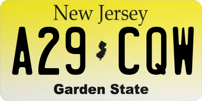 NJ license plate A29CQW