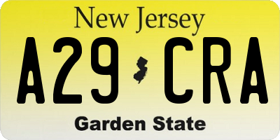 NJ license plate A29CRA