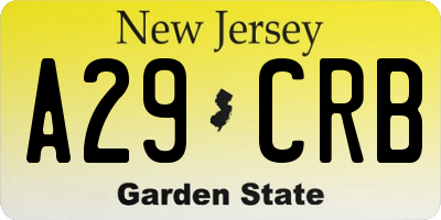 NJ license plate A29CRB