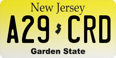 NJ license plate A29CRD