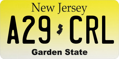 NJ license plate A29CRL