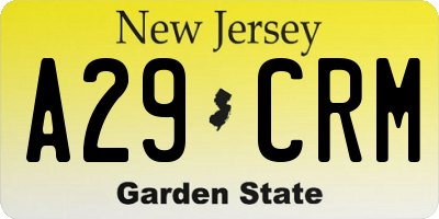 NJ license plate A29CRM