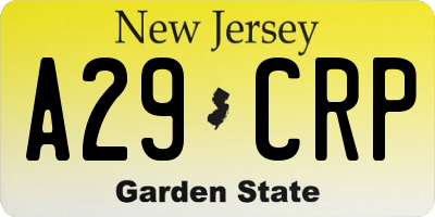 NJ license plate A29CRP