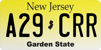 NJ license plate A29CRR