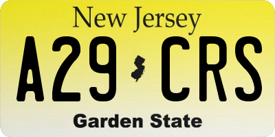 NJ license plate A29CRS