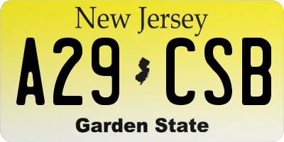 NJ license plate A29CSB