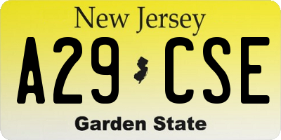 NJ license plate A29CSE