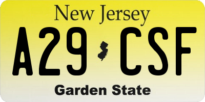 NJ license plate A29CSF