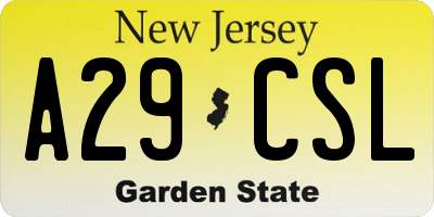 NJ license plate A29CSL