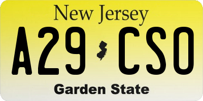 NJ license plate A29CSO