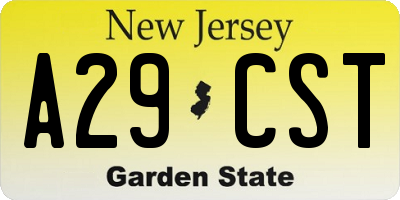 NJ license plate A29CST