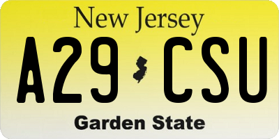 NJ license plate A29CSU