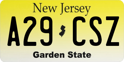NJ license plate A29CSZ