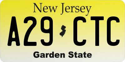 NJ license plate A29CTC