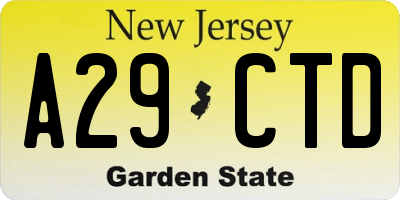 NJ license plate A29CTD