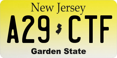 NJ license plate A29CTF