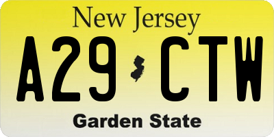 NJ license plate A29CTW