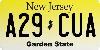 NJ license plate A29CUA
