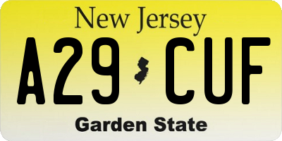 NJ license plate A29CUF