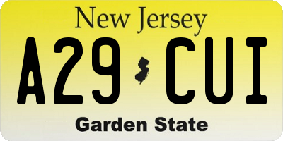NJ license plate A29CUI