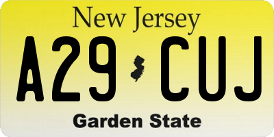 NJ license plate A29CUJ