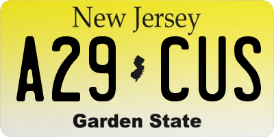NJ license plate A29CUS