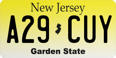 NJ license plate A29CUY