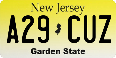 NJ license plate A29CUZ