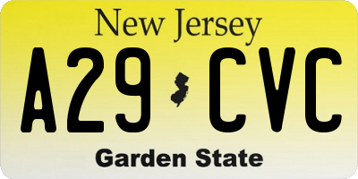 NJ license plate A29CVC