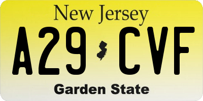 NJ license plate A29CVF