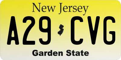 NJ license plate A29CVG
