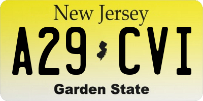 NJ license plate A29CVI