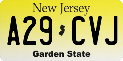 NJ license plate A29CVJ