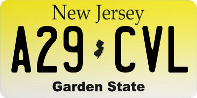 NJ license plate A29CVL