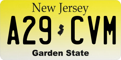 NJ license plate A29CVM