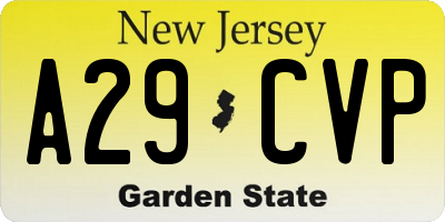 NJ license plate A29CVP