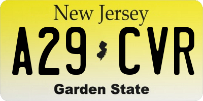NJ license plate A29CVR