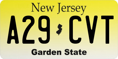 NJ license plate A29CVT