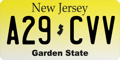 NJ license plate A29CVV
