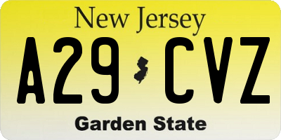 NJ license plate A29CVZ