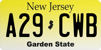 NJ license plate A29CWB