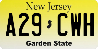 NJ license plate A29CWH
