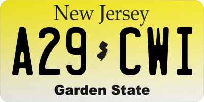 NJ license plate A29CWI