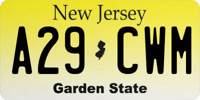 NJ license plate A29CWM
