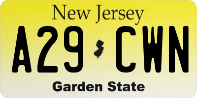 NJ license plate A29CWN