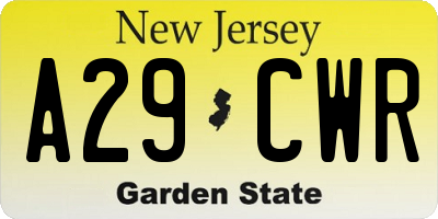 NJ license plate A29CWR