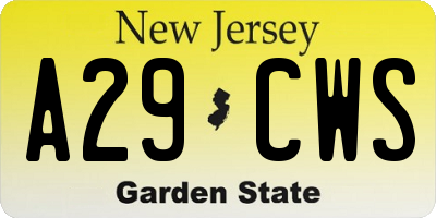 NJ license plate A29CWS