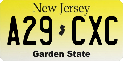 NJ license plate A29CXC
