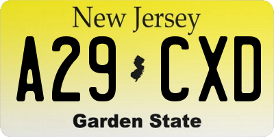 NJ license plate A29CXD