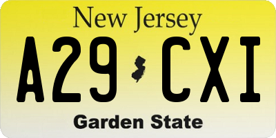 NJ license plate A29CXI
